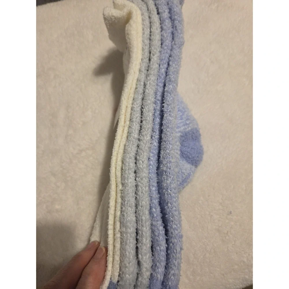 Jessica Simpson 3-Pack‎ Cozy Socks Size 4-10 Blue White Crew-Length New